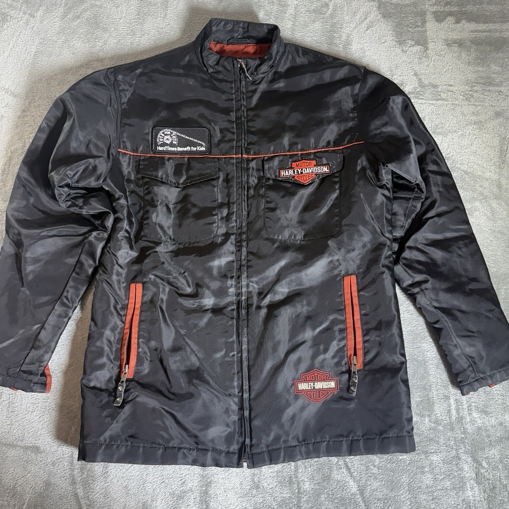 Harley Davidson Mens M Black Nylon Jacket American Legend Embroidered